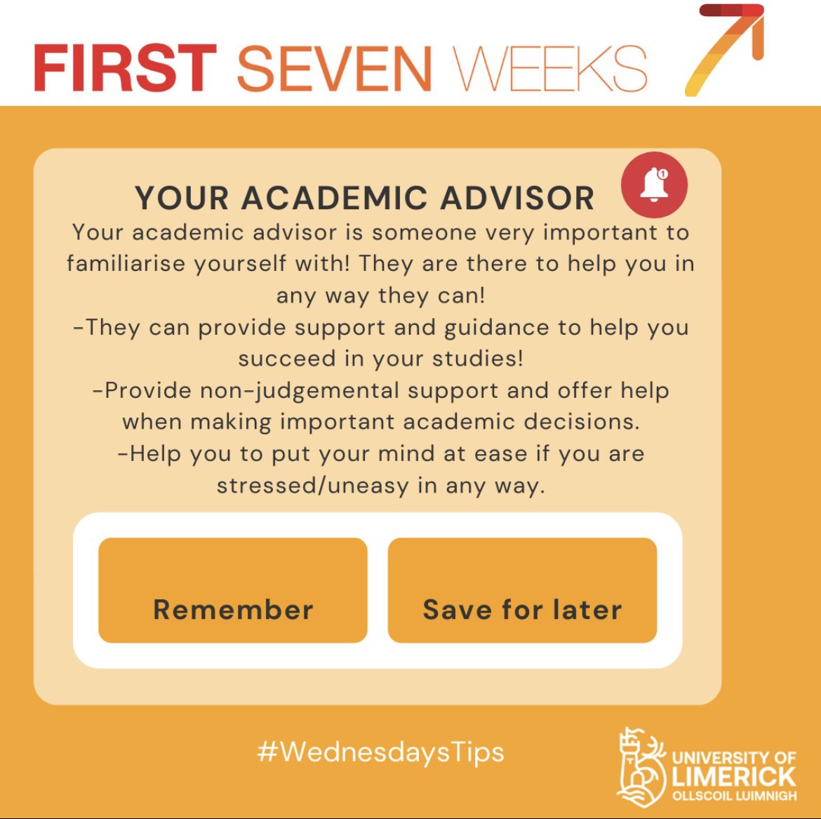 ULF7W's tweet photo. Here are this weeks #WednesdayTips on how to find your academic advisor! Check out our page for an in-depth video tutorial! #firstsevenweeksul #academicadvisor #firstyearsupport #ul https://t.co/Bk1DuAT7Zf