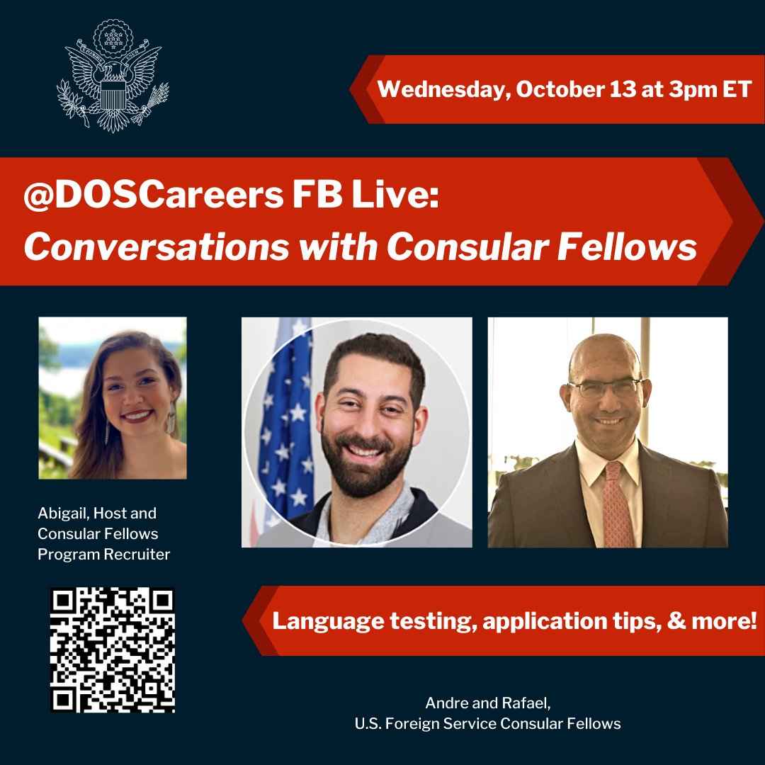 hcaputsa's tweet photo. Don't miss this Facebook Live with U.S. Department of State - Careers. Today at 3pm.
#UTSA
#hcaputsa https://t.co/qyLW3ckJeJ