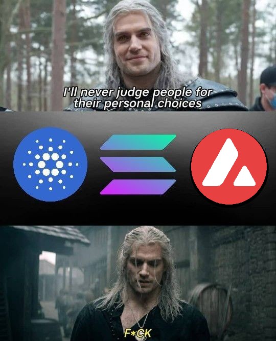 Those 3 combining into one project actually sounds like a good idea:

1. <a href="/Cardano/">Cardano Community</a> could use smart contracts
2. <a href="/solana/">Solana</a> could use some uptime
3. @avalancheavax could need some understanding of what the hell is going on

#memes #btc #cryptocurrency $crypto #blockchain #meme