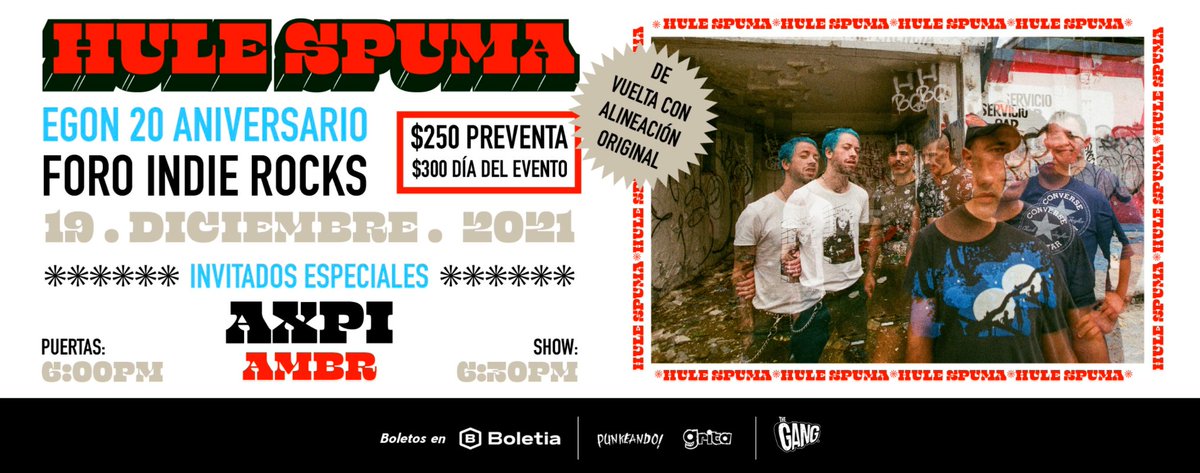 El punk explosivo de <a href="/hulespuma/">hulespuma</a> regresa para reventar el escenario con <a href="/axpirocks/">AXPI</a> y AMBR .🤯 

Boletos limitados en bit.ly/30pd9vx