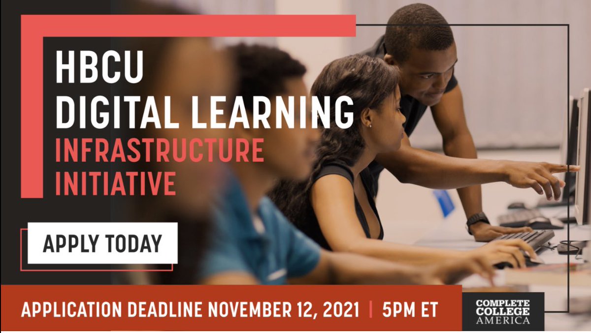 Black students thrive at HBCUs. We announce a $2.5M initiative to co-design a strategy to align models of #studentsuccess, #HBCU culture, &amp; #digitallearning. Applications for up to 6 HBCUs are OPEN! 
@GatesFoundation #HigherEd #EdTech completecollege.org/hbcu-dli