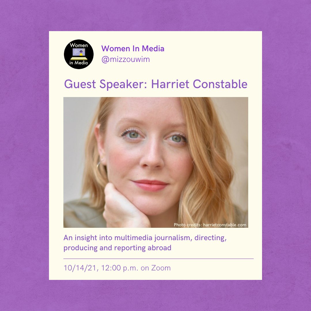WIM will be hosting a talk with award-winning journalist, Harriet Constable, tomorrow afternoon!

The meeting will be held over Zoom and is available to all who would like to attend. Find the link in our bio!