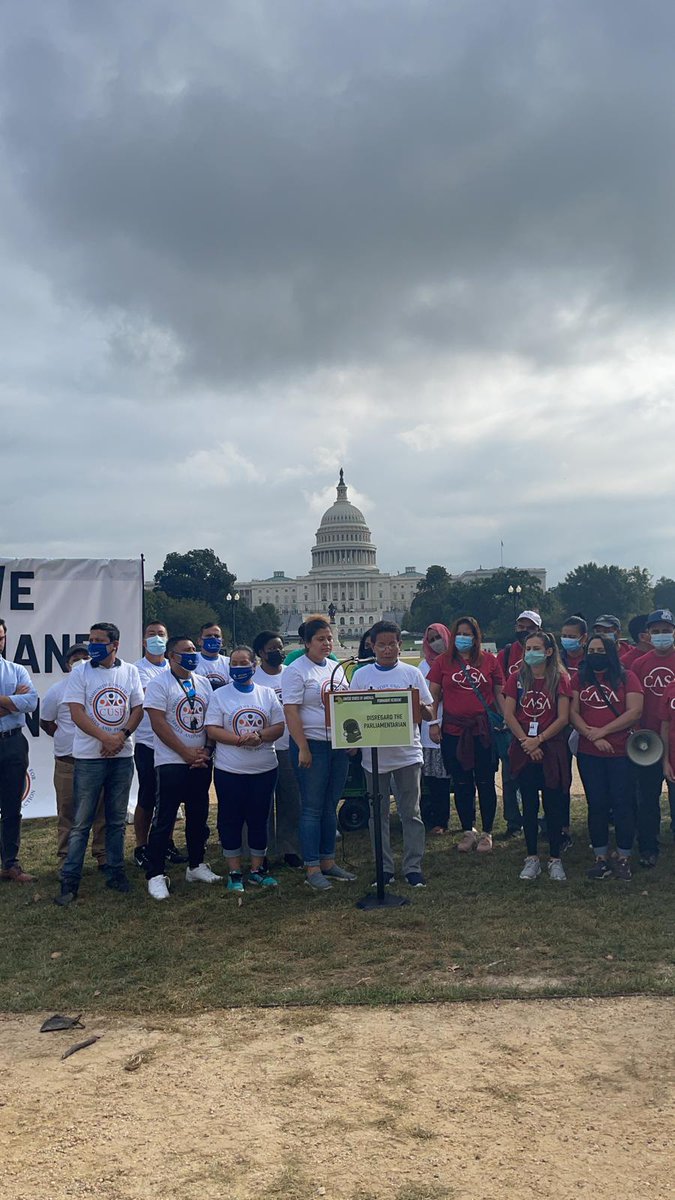 UndocuBlack's tweet photo. 🚨HAPPENING NOW! Communities United for Status and Protection reconvenes on Capitol Hill to make our message to Democratic leaders clear: OVERRULE THE PARLIAMENTARIAN: WE DEMAND CITIZENSHIP!  
#BeyondTemporary
#BeyondTPS
#TPSJustice https://t.co/YyXFLHG3JE