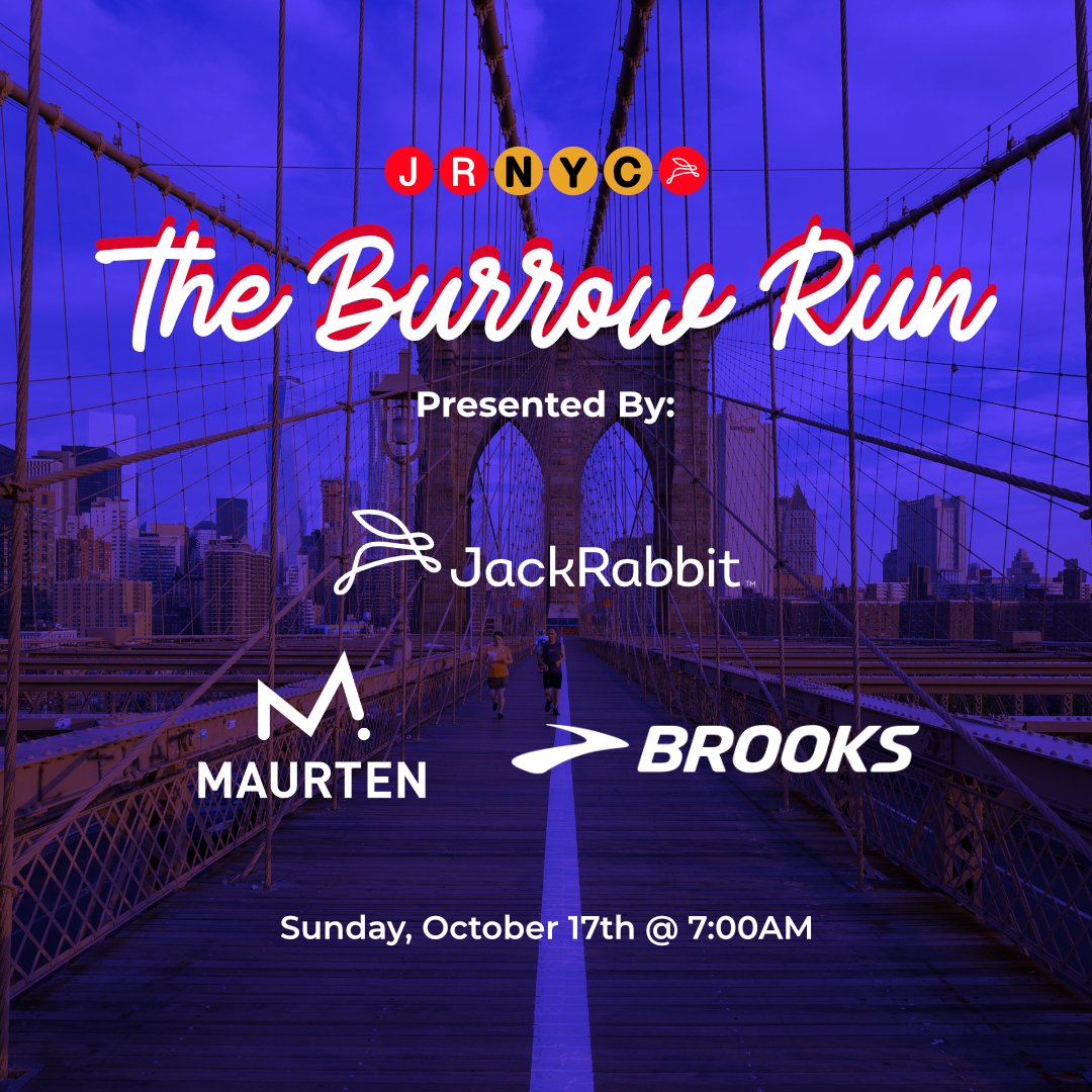 jackrabbit's tweet image. Marathon events are back baby 🏁
This weekend’s the first big one: the annual BURROW RUN

It’s an 18-mile route through the NYC Boroughs, starting at JackRabbit Columbus Circle &amp;amp; finishing at JackRabbit Union Square with food &amp;amp; bev’s

LINK BELOW TO SIGN UP
bit.ly/3v69VIC