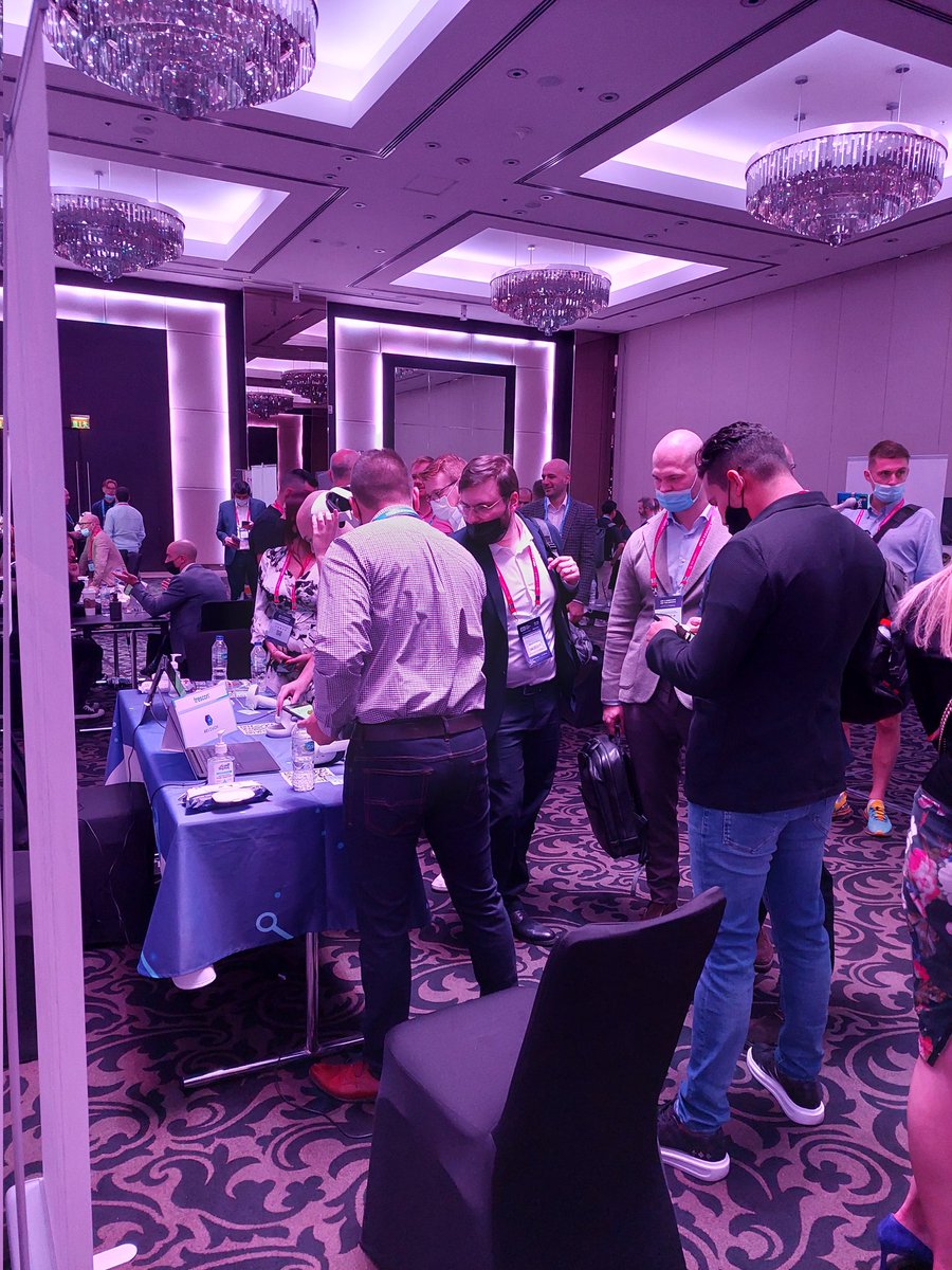 RevomonVR's tweet photo. First day @TresconGlobal for the #WBSDubai. The core team introduced the game with a testable demo version (2 VR headsets were at disposal to try out the game), the roadmap, the metrics and lot more. A first intense day. #Revomon $REVO #VirtualReality #vr #playtoearn #NFTs https://t.co/ZPEVqhoeca
