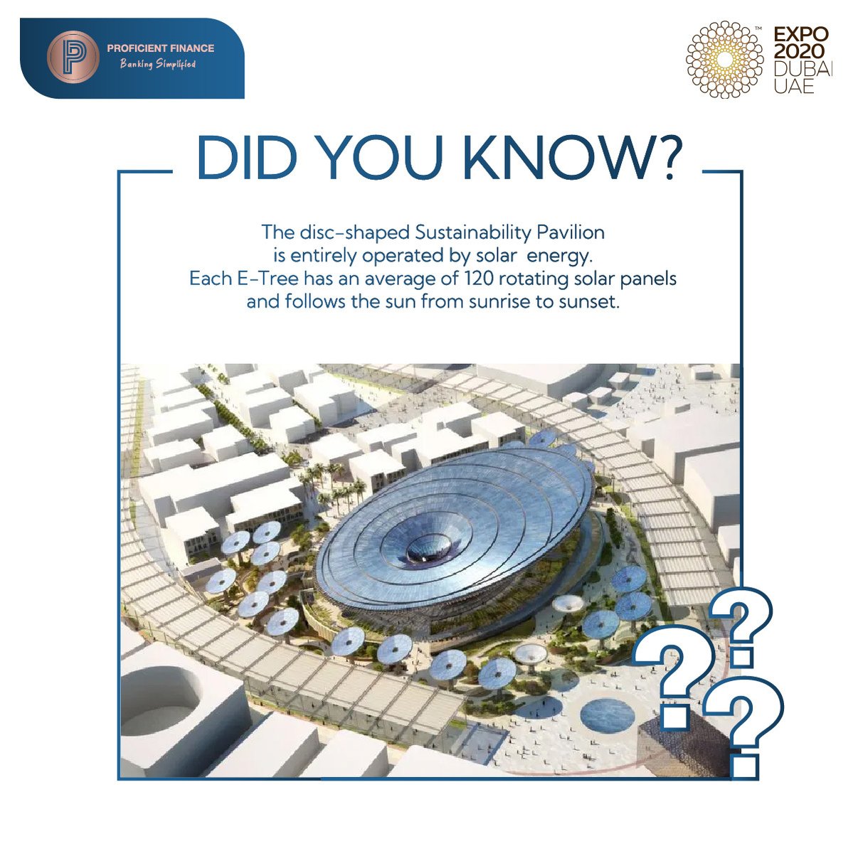 ProficientUAE's tweet photo. We support sustainability and wholeheartedly appreciate Dubai Expo 2020 for setting a huge example by setting up 120 rotating solar panels!

#dubaiexpo2020 #dubaiexpo #dubaiexpo2021 #dubaiexpo2020uae #interestingfacts #uae #dubai #abudhabi  #sustainaibleliving #sustainability https://t.co/dXtNY1FFw2
