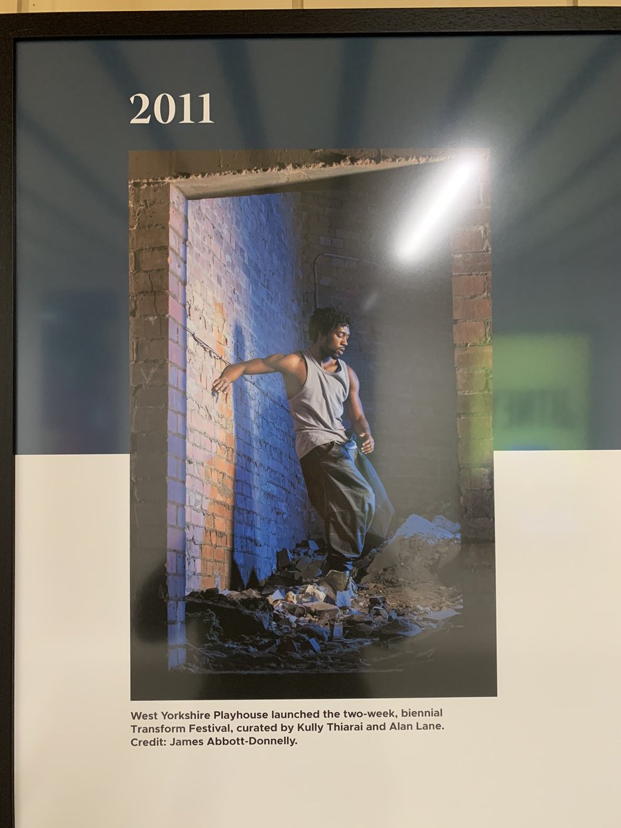 Transform_Leeds's tweet photo. Great to see inaugural #Transform11 remembered in this exhibition of @LeedsPlayhouse past & present. First edition was curated by @slunglowalan & @kullyLeeds2023. This pic is from final Playhouse produced edition #Transform14 feat work by @HannahBruceCo & feat @toussainttomove https://t.co/VWLZmxw4jx