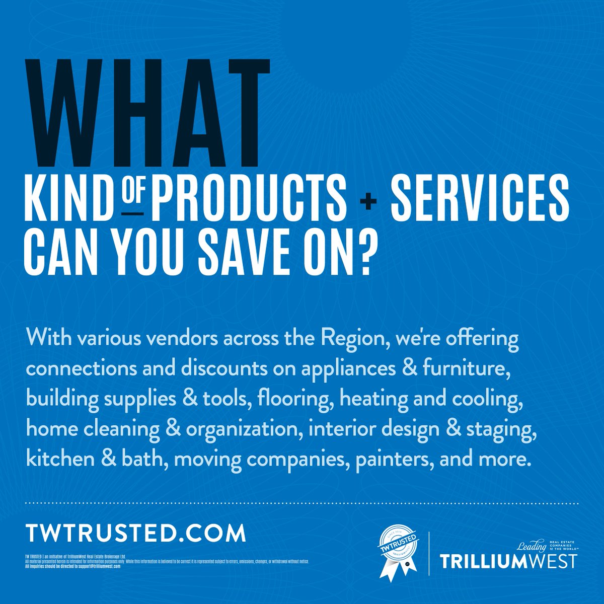 trilliumwest's tweet photo. Drawing on long standing relationships with verifiably awesome vendors from across the Region, TW Trusted was made to make your life easier. Reach out to your TW Realtor to access dependable professionals and exclusive savings today 🎉

Learn more👉 https://t.co/djeCjFg4XF https://t.co/YibJkr5UMe
