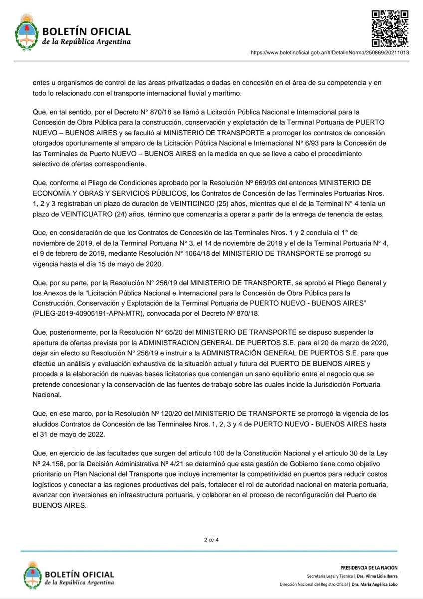 ferbeg59's tweet photo. #BACTSSA
#PuertoBsAs #CABA
El Ministro de Transporte y Alberto Fernández extendieron x decreto la concesión de las Term. TRP y 4 del Puerto de Bs As, hasta 2024.
Desoyeron al Juzgado Federal.
Votemos bien y saquemos a estos mafiosos que distorsionan la Democracia
👇 https://t.co/wSiWTVXZtG