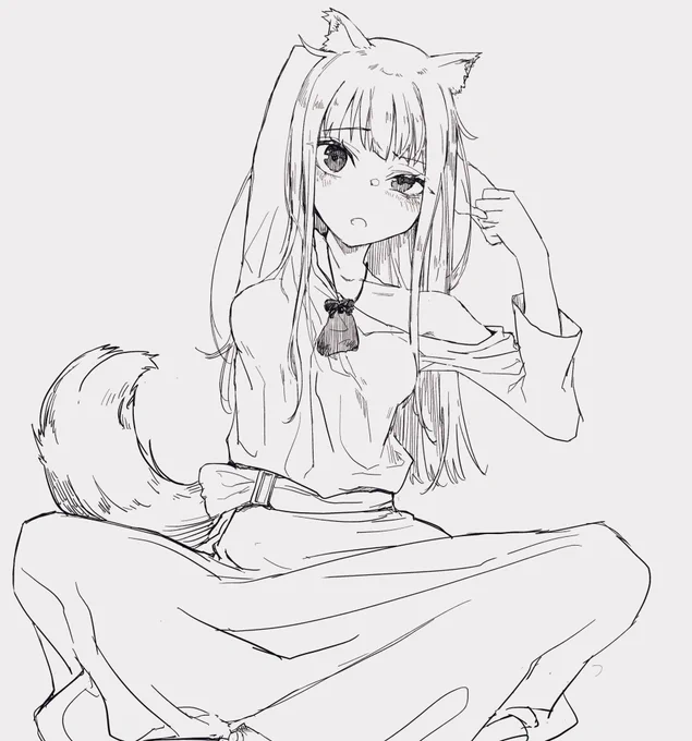By request: Holo from Spice and Wolf🐺🌶🌾

#らくがき #sketch 