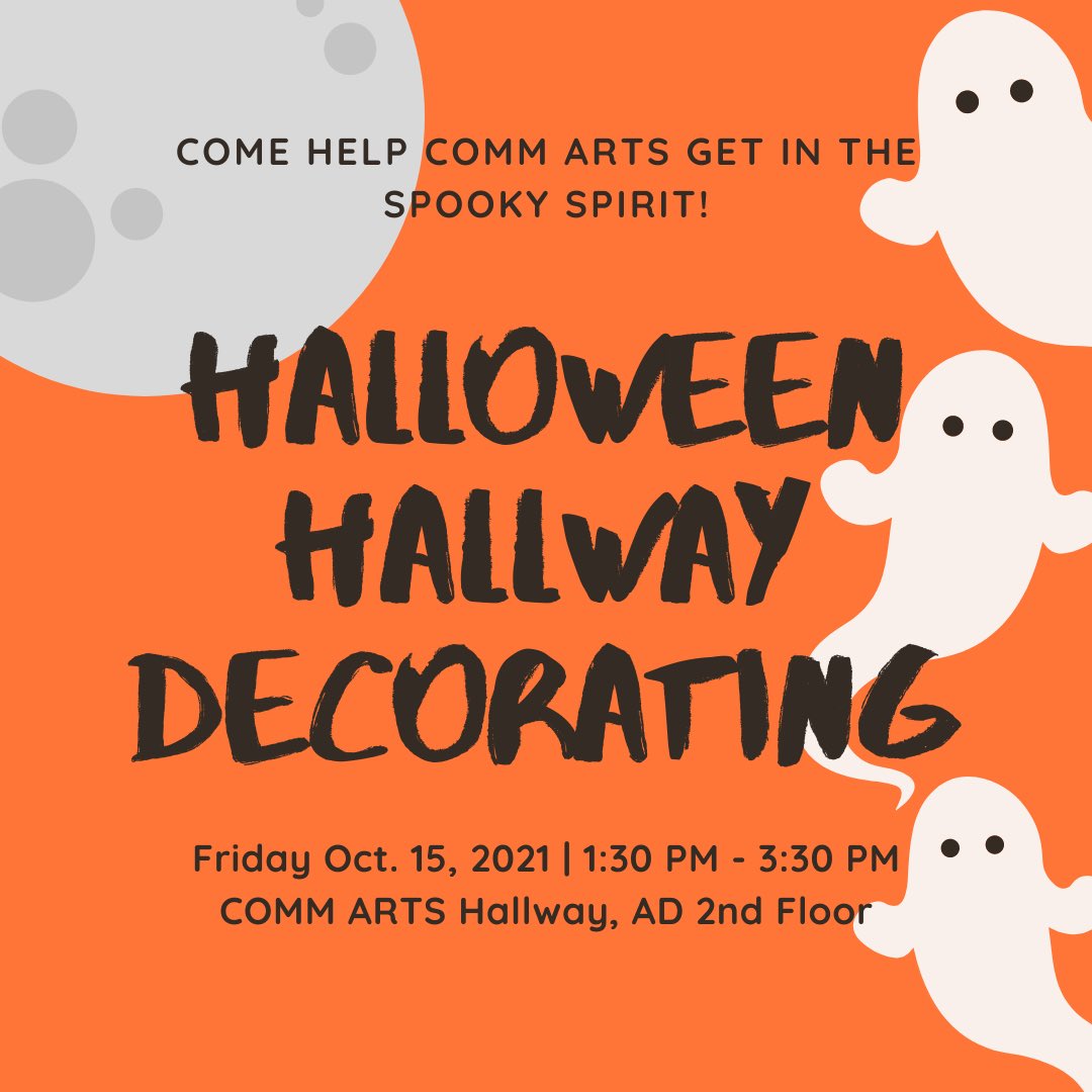uiw_comm's tweet photo. 👻Come help COMM ARTS get in the spooky spirit! Join us as we decorate the hallway with Halloween decorations this Friday. #UIWCOMM https://t.co/xiAQZMWlJk
