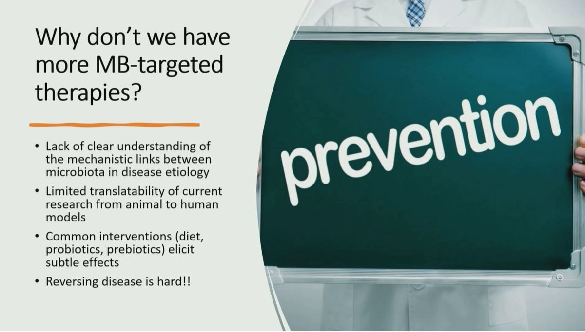 Tiffany Weir: microbiome modulation has great potential for addressing disease and it's an active area of research, so why don't we have more microbiome-targeting therapies? She argues prevention may be the most promising approach.
#AgHealthSummit