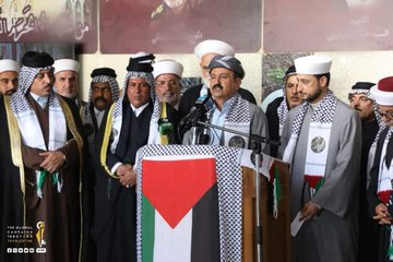 Mvoice13's tweet photo. The #Iraqi tribes from all over Iraq held a press conference in the solidarity tent set on a road in the city of Karbala and announced their solid stance against normalization with the #Israeli occupation and their firm support for #Palestine.
#Act4Palestine  @Mvoice13 https://t.co/60RmqwPWHx