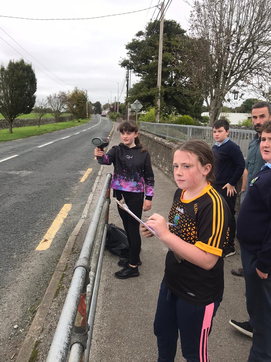 MountTalbotNS's tweet photo. We had great fun yesterday with our speed gun. It’s unreal how fast the cars fly by the school. Ciarán, our Green School Travel co-ordinator, was shocked at the speed. We’ve new traffic corps gardaí in the making 👮. #greenschool, #antaisce https://t.co/qcUgbAHn4U