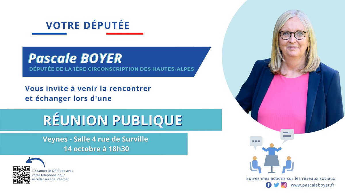 PascaleBoyerEM's tweet photo. 📅Rendez-vous jeudi 14 octobre à #Veynes à 18h30.
Cette réunion publique est ouverte à toutes et à tous. https://t.co/ozDkFkeY8e