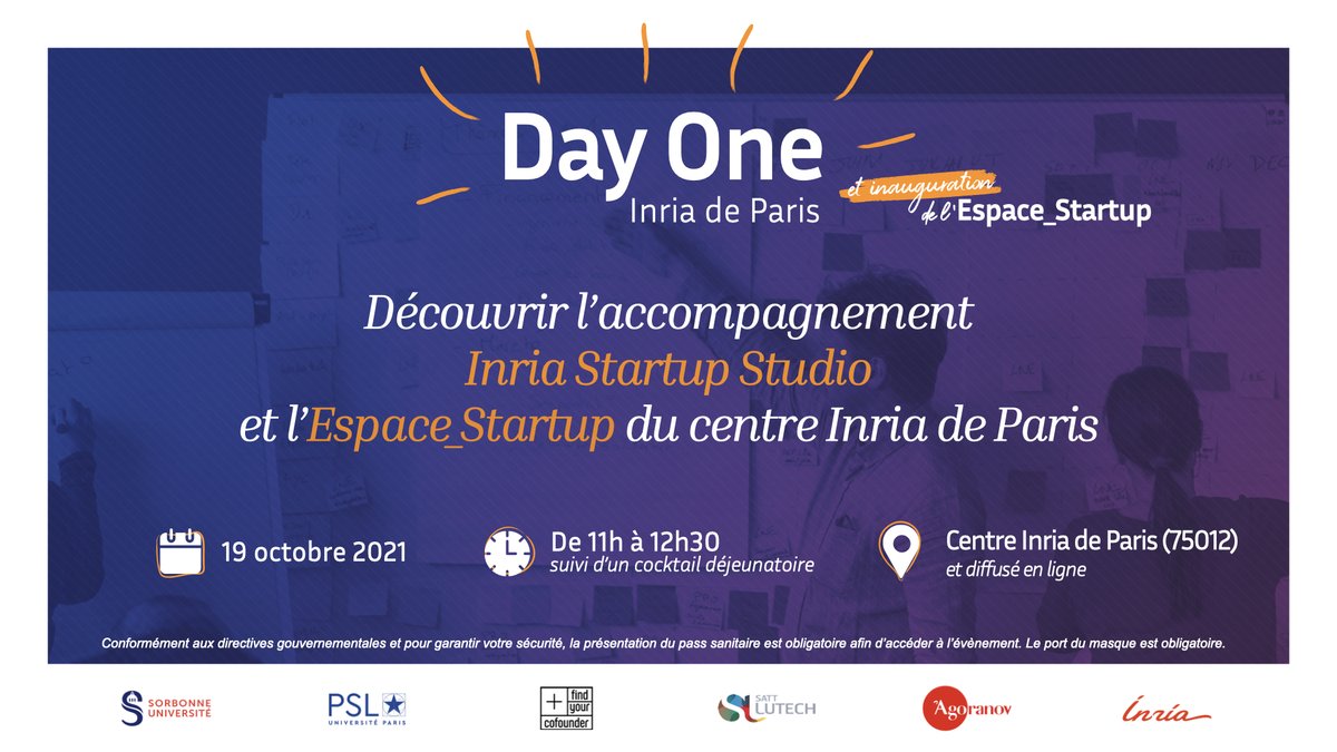 inria_paris's tweet photo. 🎓Du doctorat à l'#entrepreneuriat : il n'y a qu'un pas ? Discutez-en avec nos chercheurs-entrepreneurs le 19 octobre !

🎟 Infos &amp; inscriptions ➡️ https://t.co/FG1nObbkcJ 

🎙Avec @Agoranov_innov @Sorbonne_Univ_ @PSL_univ @CofounderFind @SATTLutech @Gazouyi_app @AskMonaParis https://t.co/l9tiNG2gLI