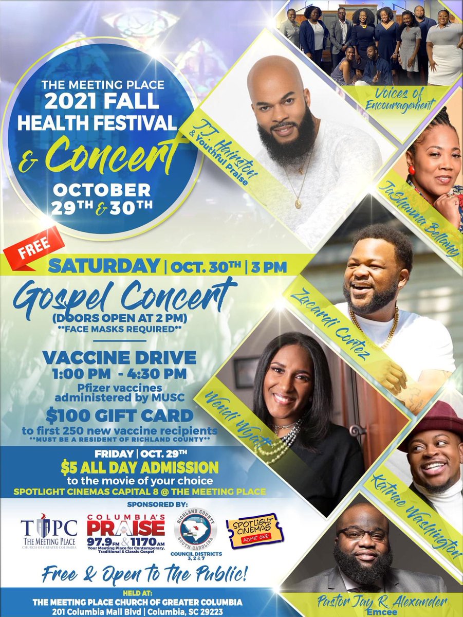teambarron7's tweet photo. @RichlandSC is a PROUD sponsor as we will provide $100 gift cards as incentives for the first 250 people who get vaccinated at this event @BishopEJFreeman. DON'T MISS THIS EVENT!!!
 
#ShotsInArms #HereToServe #PeopleFirst #BetterDaysAhead https://t.co/AI1YiyJYxp