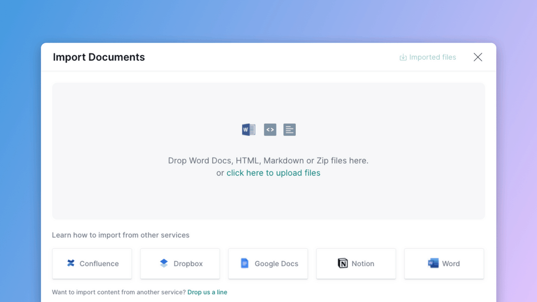AlmanacDocs's tweet photo. 🔥 Changelog 10.12.21: Import, New Navigation, &amp; Guest Access 🚀

Import multiple docs at once from Microsoft Word, Google Docs, Confluence, Notion, Dropbox Paper, Quip, Evernote, &amp; more.

Our import service supports:
• Microsoft Word Docs
• HTML
• Markdown
• Zip files https://t.co/NRISqTMft6