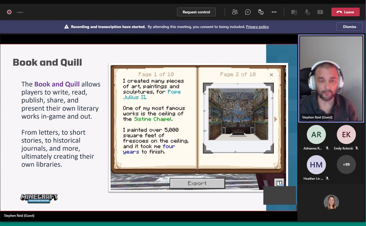 CCPSPLII's tweet photo. Leading Libraries Summit Day 2 w @StephenReidEdu on utilizing Minecraft to engage students in authentic learning opportunities. #MicrosoftL2 @ccpssteam @collierschools @PlayCraftLearn #mediaspecialist #k12 #edtech #alwayslearning #goals #studentengagement https://t.co/DCPvwSbvuk