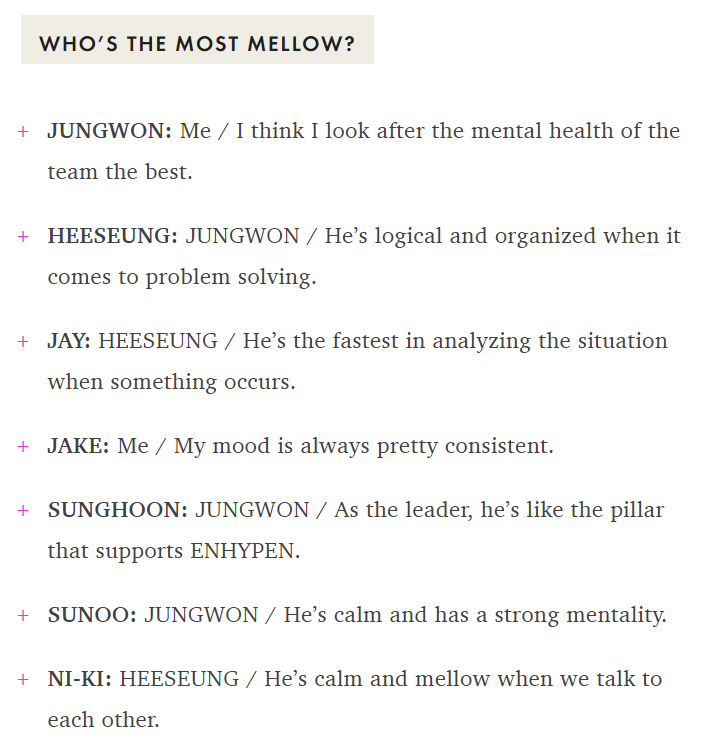 heeseungcokr's tweet image. WHO’S THE MOST ENCYCLOPEDIC OR BOOKSMART?
🦅🦊: 🦌
🐈🦌🦮🐆:  🦅
🐧: 🐈

WHO’S THE MOST MELLOW?
🦅🐆: 🦌
🐈🦌🐧🦊: 🐈
🦮: 🦮

@ENHYPEN_members