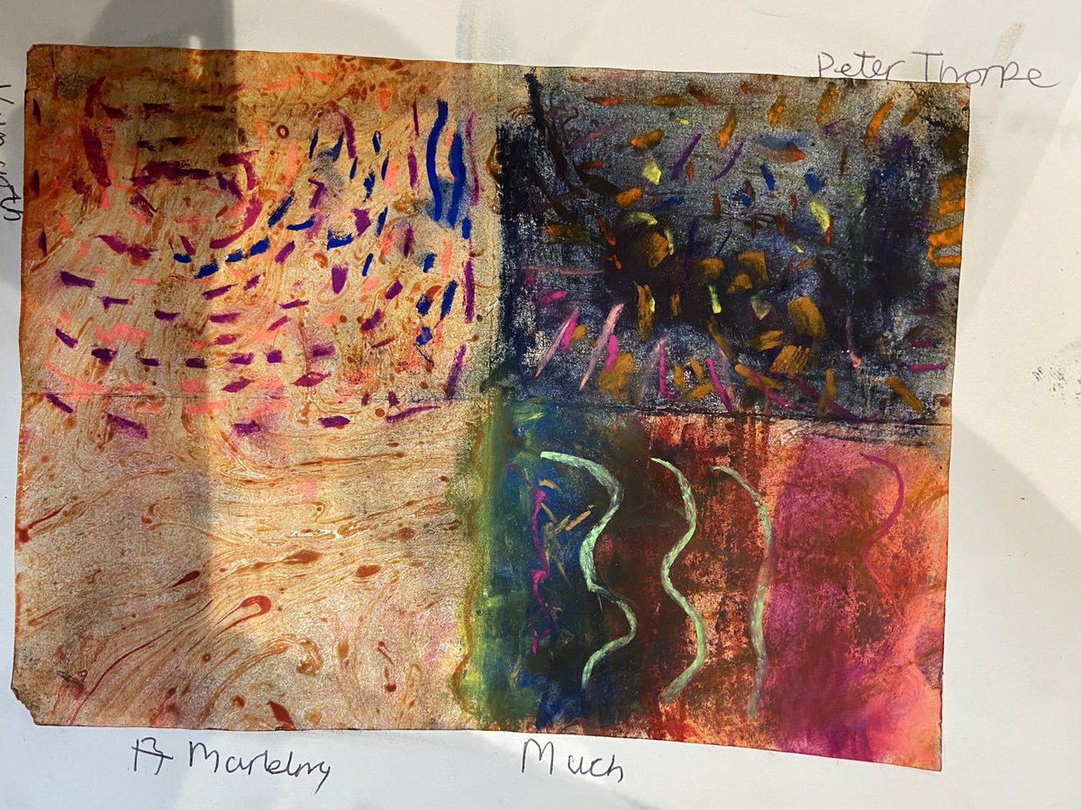 paulinegulliver's tweet photo. So after creating their own view of Earth from space we moved on to Compare Munch, Thorpe and Van Gogh today. Testing out marbling went well too. #teacher5oclockclub #Lightinguplearning #tinyVoiceTalks https://t.co/FS2QBX7r12