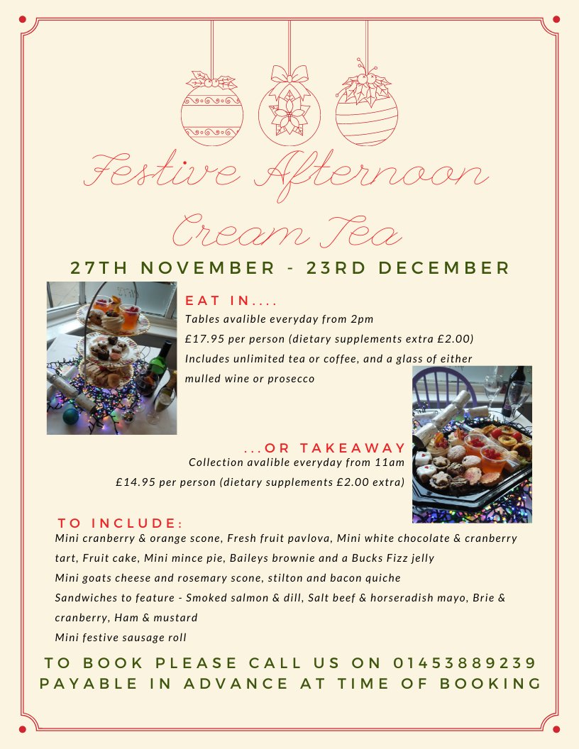 Now taking bookings for our festive afternoon cream tea...