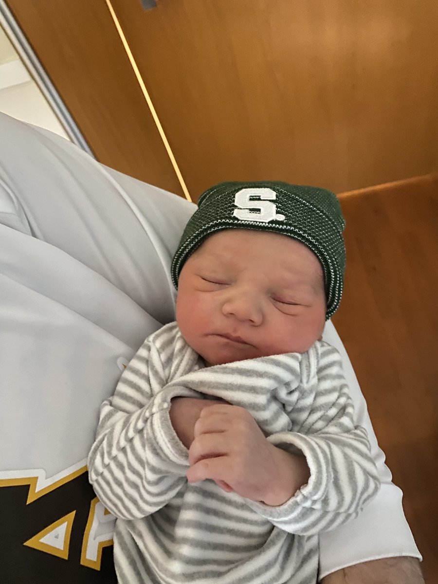 TinaLBarton's tweet photo. Our first grandchild is here! Meet Carter Allen Barton! @michiganstateu and @athletics_adams have a new fan. His Grammy and Poppy love him so much already! https://t.co/EoXE4ip6Qy