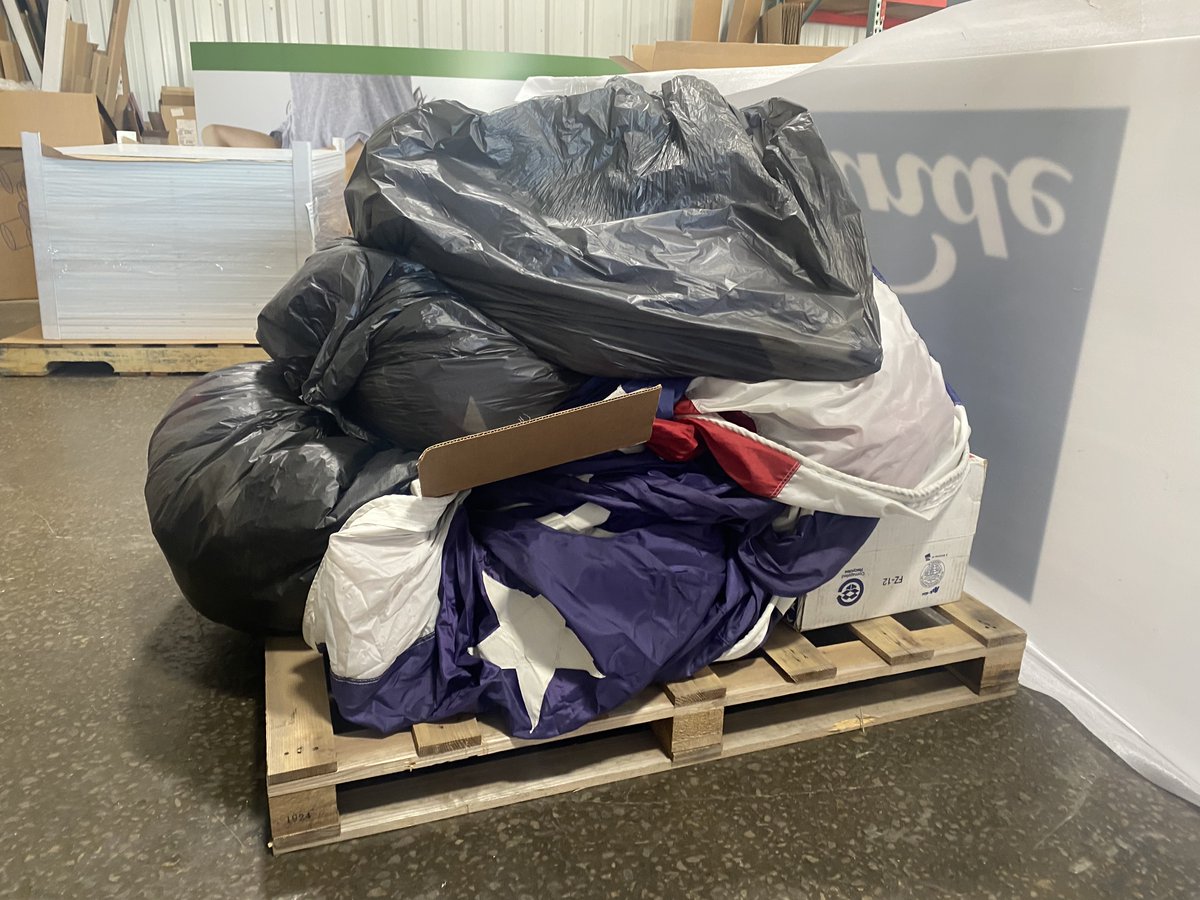 More flags arrived to be repaired.  All of these are for a car dealership in Sandusky #Ohio.  Time to get to work on them!  #ToledoFlags #Flags #Flagpoles #CustomFlags #Banners #Repairs #Service #LeadingTheWay