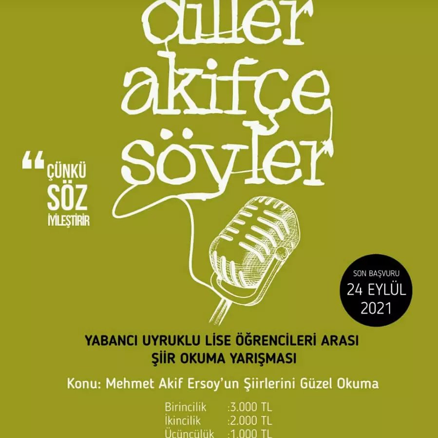 ''DİLLER AKİFÇE SÖYLER'' Yabancı Uyruklu Lise Öğrencileri Arası Güzel Şiir Okuma Yarışması'nda öğrencimiz Luceyn ELSUKKER İl birincisi olmuştur.

Öğrenci ve öğretmenlerimizi tebrik ediyor,başarılarının devamını diliyoruz.