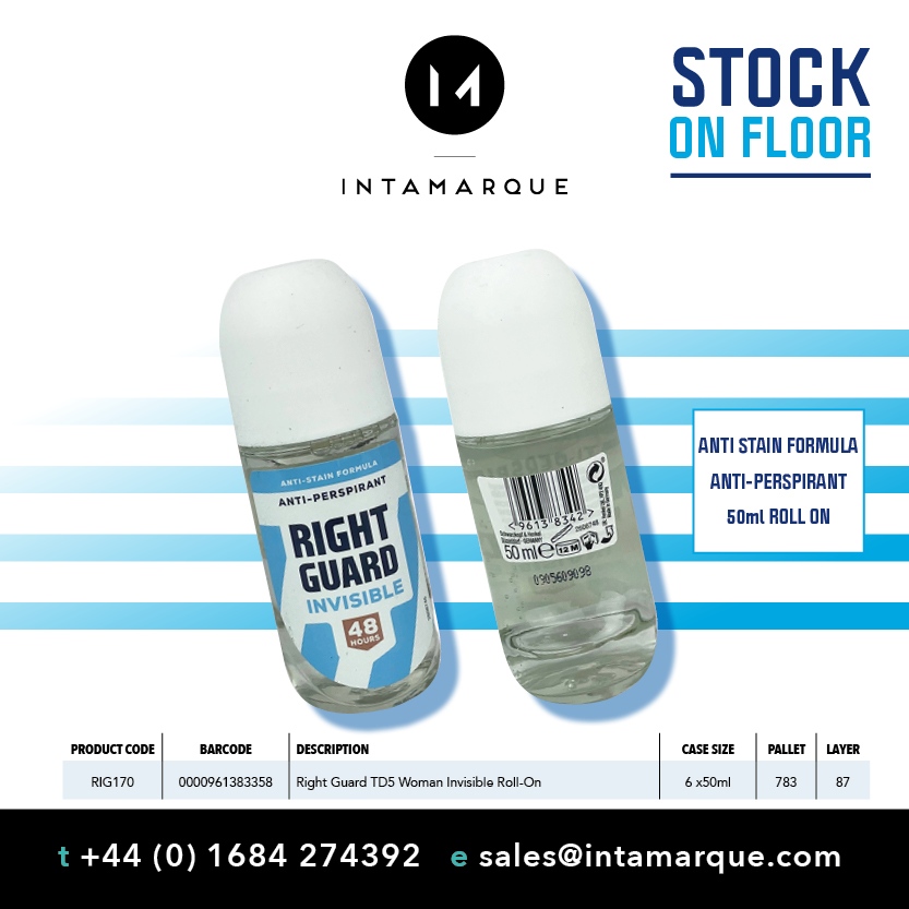 IntamarqueLtd's tweet image. RIG1701 – 961383358 - Right Guard Total Defence Roll On
 
shop.intamarque.com/deodorant/righ…

#rightguard #totaldefence #deodorant #antiperspirant #skincare #fmcg #fmcgwholesale #wholesale #intamarque