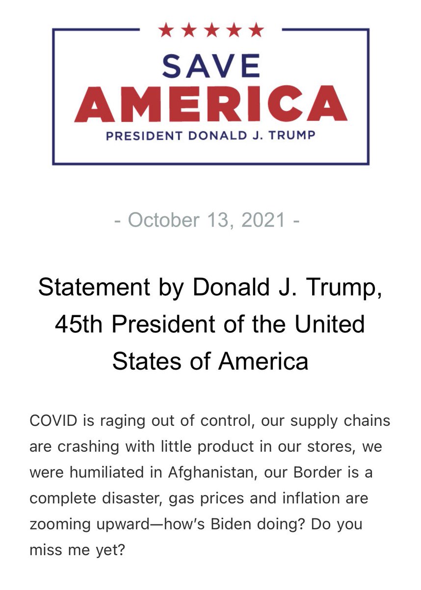 Statement by Donald J. Trump, 45th President of the United States of America