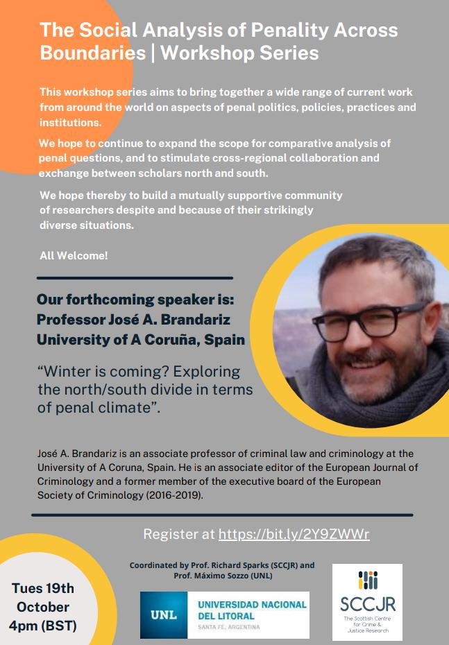 If you are a critical carceral scholar or activist looking for a more global perspective please join this discussion with the always enlightening Professor Brandariz