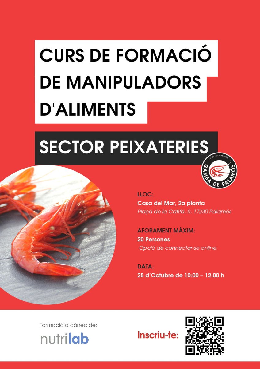 Confraria_P's tweet photo. A finals d'octubre es duran a terme dos curos de formació de manipuladors d'aliments a la Casa del Mar de Palamós dirigits a pescadors i peixaters. És una formació presencial de @nutrilabcat i també es dona l'oportunitat de participar online. #formació #pescadors #peixaters https://t.co/vXfCnlWovi
