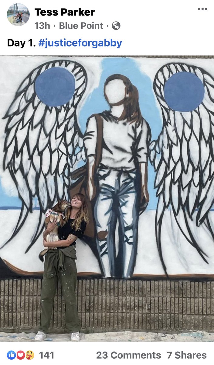 nzagger1's tweet photo. The first day of Tess’s mural in Blue Point for Gabby ❤️#justiceforgabby #justiceforgabbypetito #bbp #bbpstrong #longislandstrong @tessticles https://t.co/YvCKQF8mvG