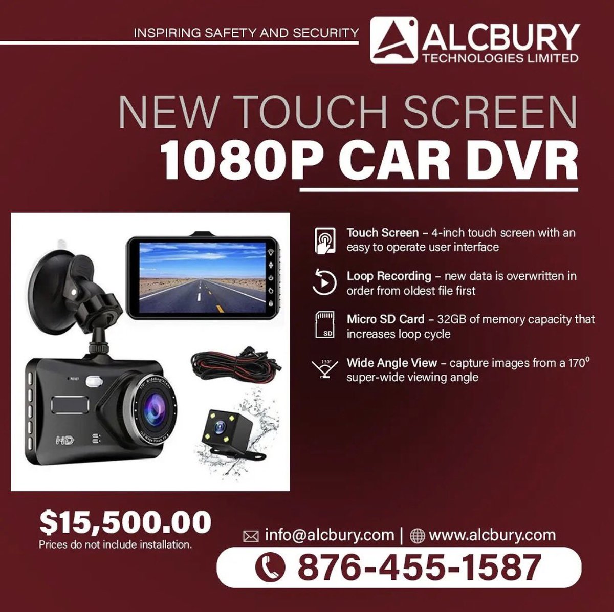 alcbury's tweet photo. The NEW TOUCH SCREEN 1080P CAR DVR offers you all the security and safety you need when driving. https://t.co/KEzAKhXpZE