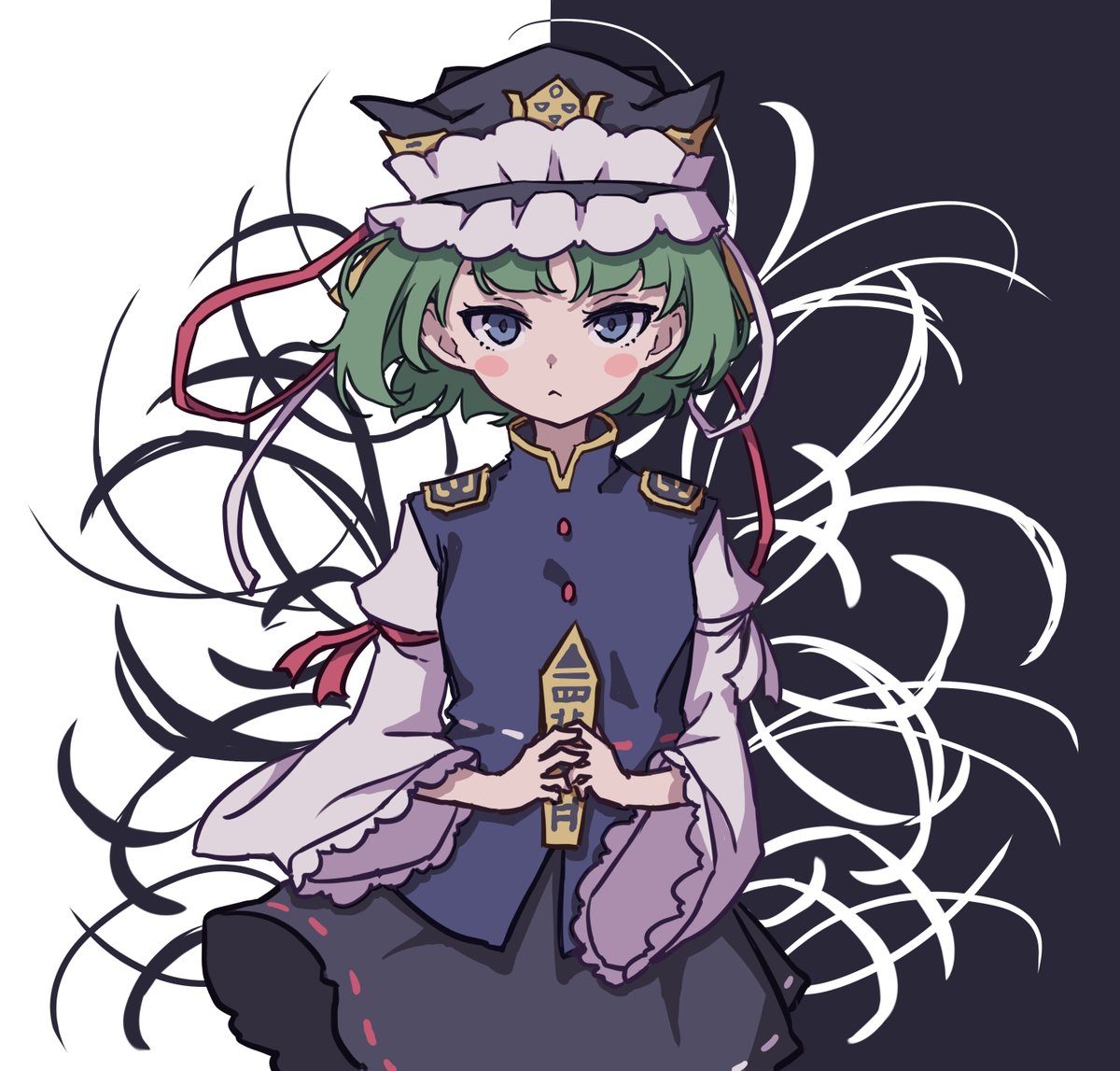 shiki eiki 1girl solo one-hour drawing challenge hat green hair skirt rod of remorse  illustration images