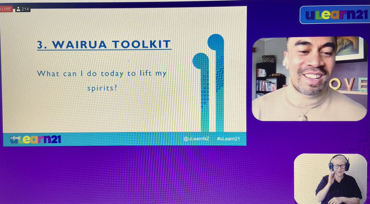 lsn_nz's tweet photo. Working through your well-being plan - think about how you can move from surviving to thriving. Great tips from Jase Te Patu #uLearn21 #Wellbeing https://t.co/8K3539RVbK