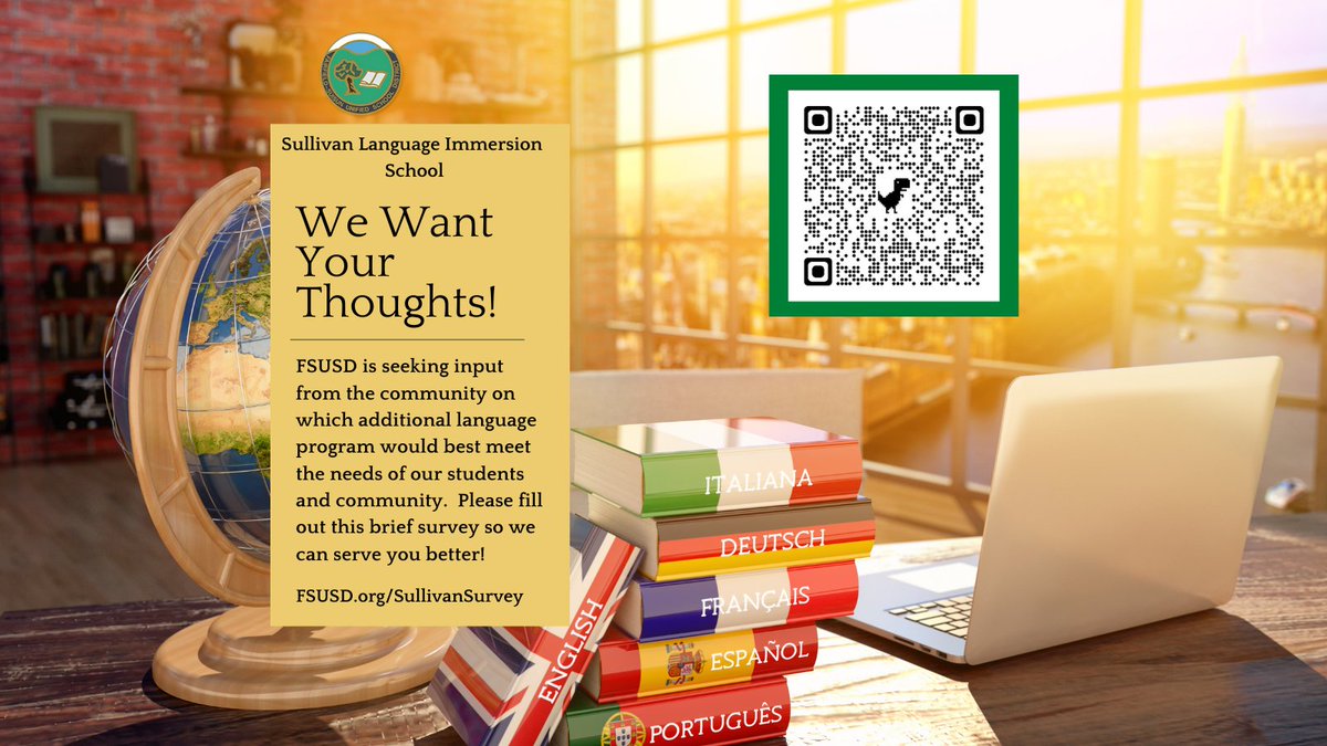 Does your student have the desire to learn a foreign language? Well, now is the chance! Here at the new Sullivan Language Immersion School, inquiring minds can do just that! Taking this short survey helps us to know which amazing languages to offer. It only takes a minute!