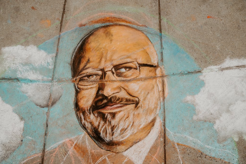 Today, Jamal Khashoggi would've been 63-years-old had his life not been cut short. We are using chalk art to symbolize the impression he has left on the world.

<a href="/TIME/">TIME</a> magazine named him "person of the year" in Dec. 2018 &amp; referred to him as a "guardian of the truth."

#StopMBS