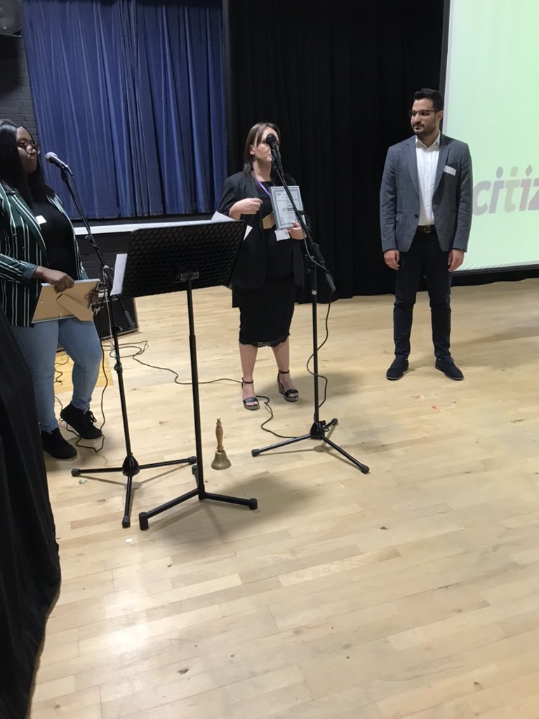 Campaign team members Sanaa &amp; Hind met <a href="/jubileelead/">Jubilee Academy</a> &amp; their Citizens group to celebrate their school’s fundraising to support #NCBetterBooks &amp; handover their pack. Tonight we formally welcomed them to the alliance too at our #AutumnAssembly #AllianceGrowth #Power #Change #Schools