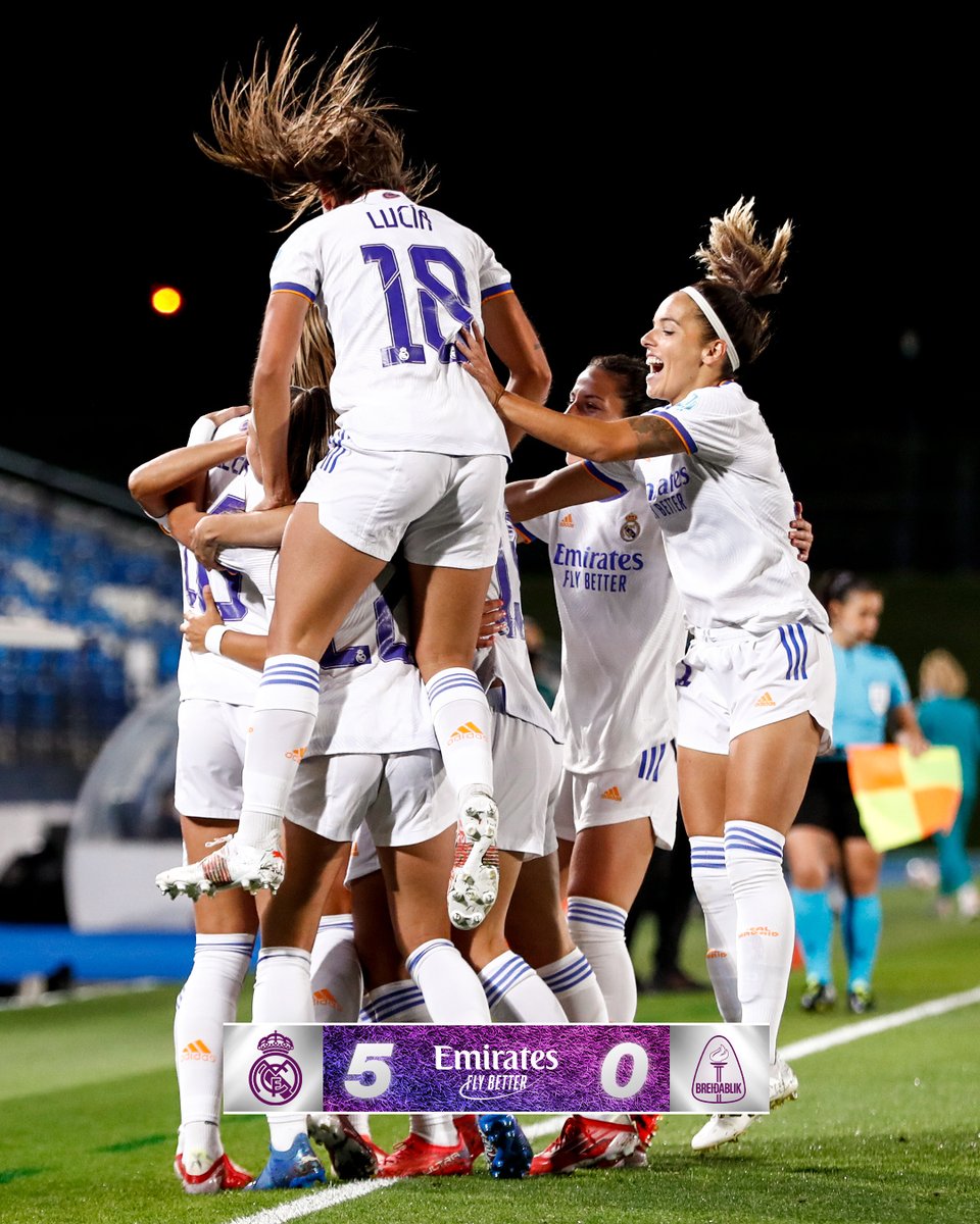 realmadridfem's tweet photo. 🏁 FP: @realmadridfem 5-0 @BreidablikFC
⚽ @CarolineMoller7 6', 20', 43', @7olgacarmona 48', @lorcapucca 89'
#UWCL | #Emirates https://t.co/xq28Naza5g