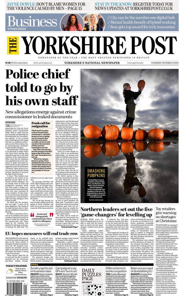 hendopolis's tweet photo. YORKSHIRE POST: Police chief told to go by his own staff #TomorrowsPapersToday https://t.co/2kqTuYP3Gd