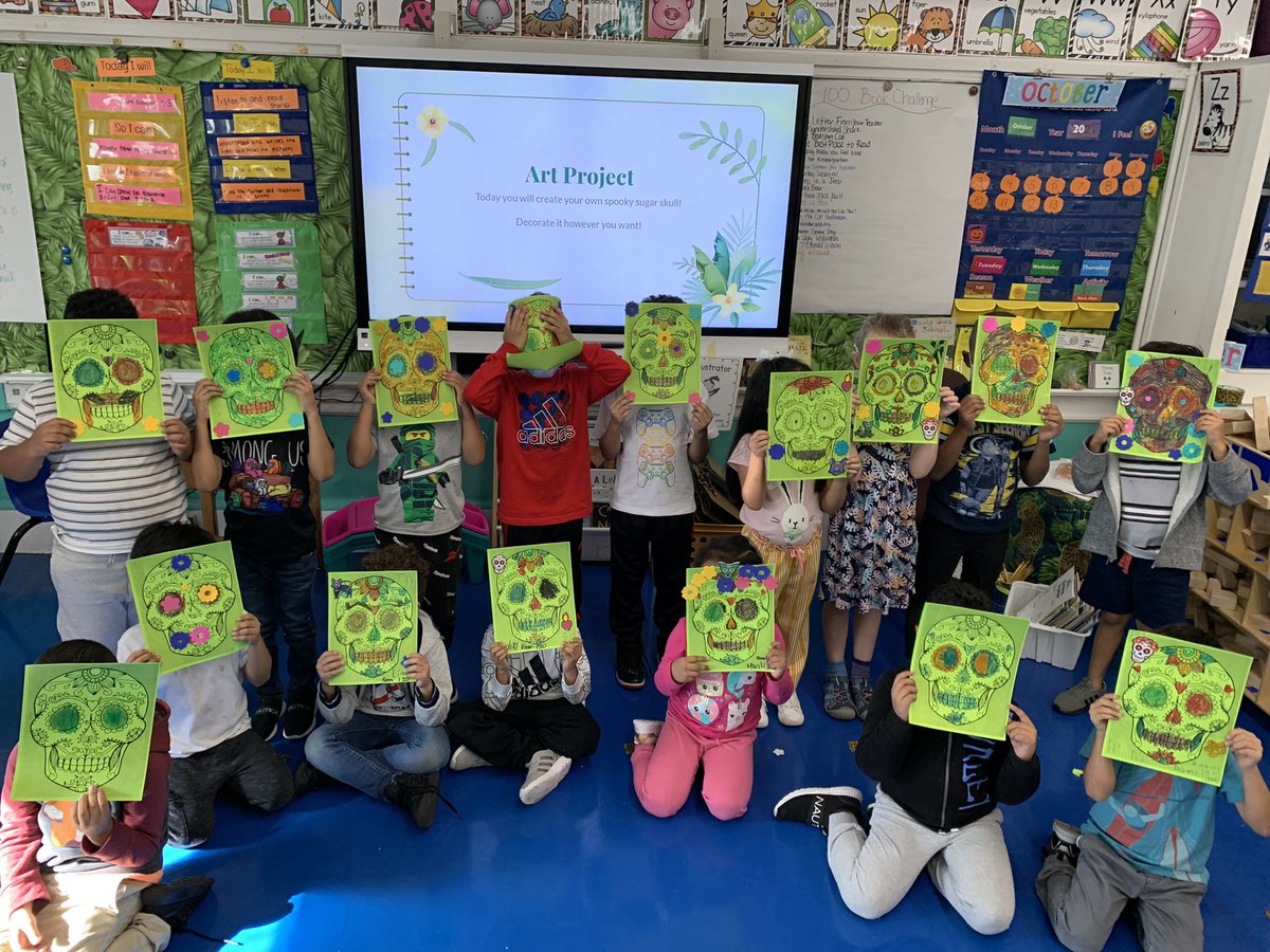 Ms. Brantingham’s K DLE class created spooky sugar masks as part of Hispanic Heritage Month! <a href="/pvdschools/">Providence Public Schools</a> @ElementaryPvd