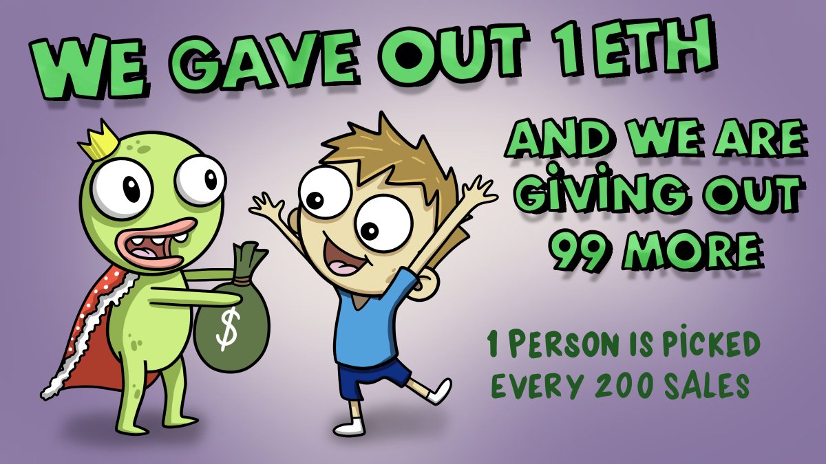99 ETH #GIVEAWAY! 

We just sent our first winner 1eth!

Do you want to win the next $3600?

Buy a Frogs in Disguise #NFT today to enter > bit.ly/BuyFrogNow