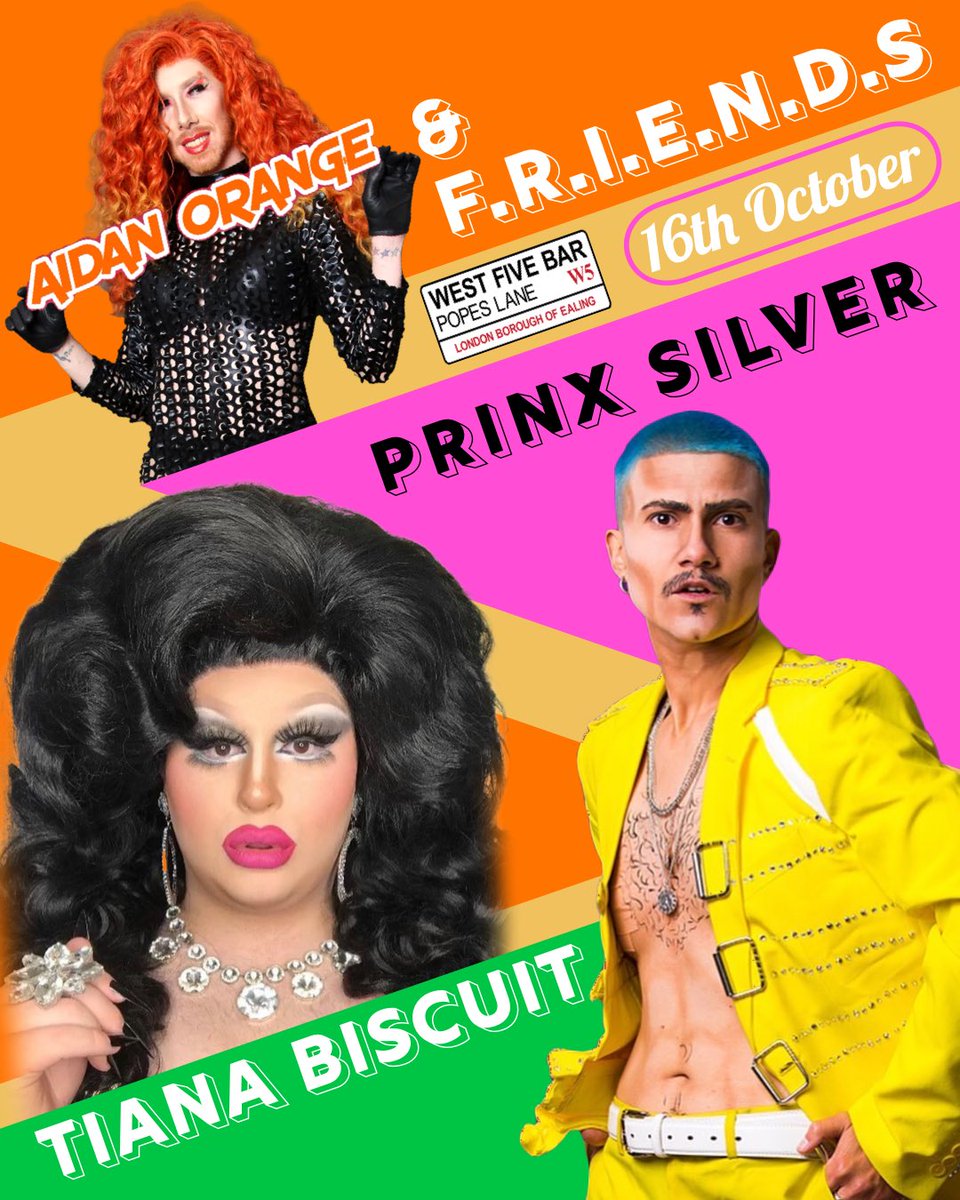 AidanOrange's tweet photo. 🧡🧡🧡 This Saturday 🧡🧡🧡
Come See The Magic At @west5bar
With @TianaBiscuit @prinxsilver Tkts - https://t.co/C4X8Qvee2B @outsavvy ❤️❤️❤️
#dragshow #London #nightout #aidanorange #prinx #tiana #lgbtia #dragking #dragqueen #DragRace #dragqueenlondon #DragRaceUK https://t.co/bIFshGA7fN