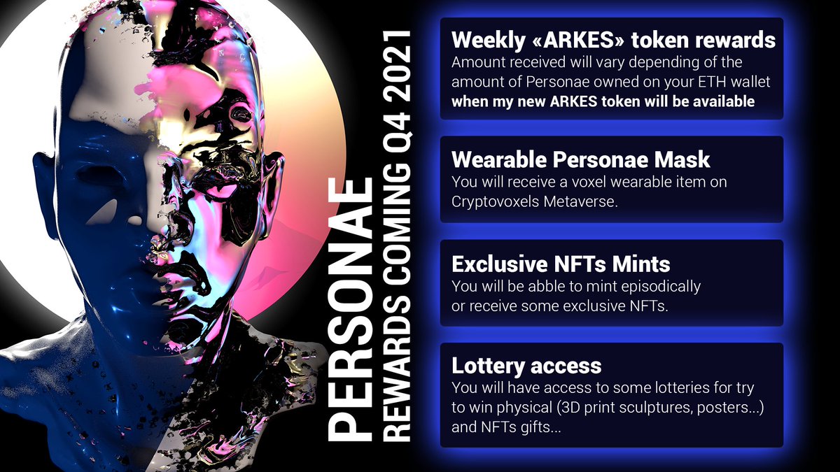 Now #PERSONAE Genesis collection is entirely soldout on <a href="/rarible/">Rarible</a>, there a little teaser for the rewards coming in the future months 👀

🔴 rarible.com/personae?tab=o…

--
#NFT #NFTs #nftart #art #kunst #NFTdrop #nftcollector #nftcollectors