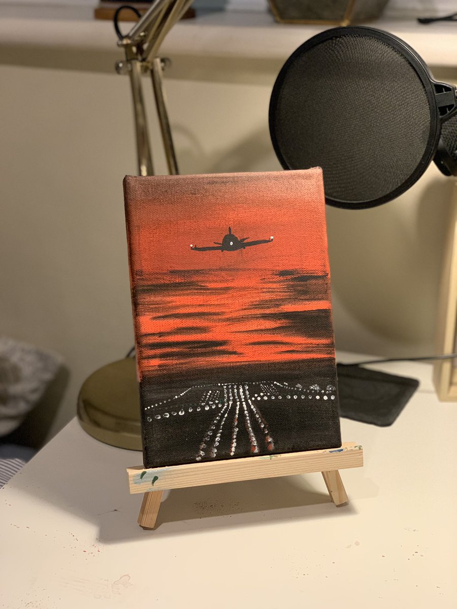 inesrebelop's tweet photo. Daqui a dois dias faz 6 anos que entrei num avião para Londres, de malas cheias com todo o pouco q tinha, e sem saber quando iria voltar. Hoje a vida está brutalmente diferente q nem dá para resumir. Decidi pintar o momento da descolagem, q se passou no sunset- clássico de filme. https://t.co/M7S2smViU1
