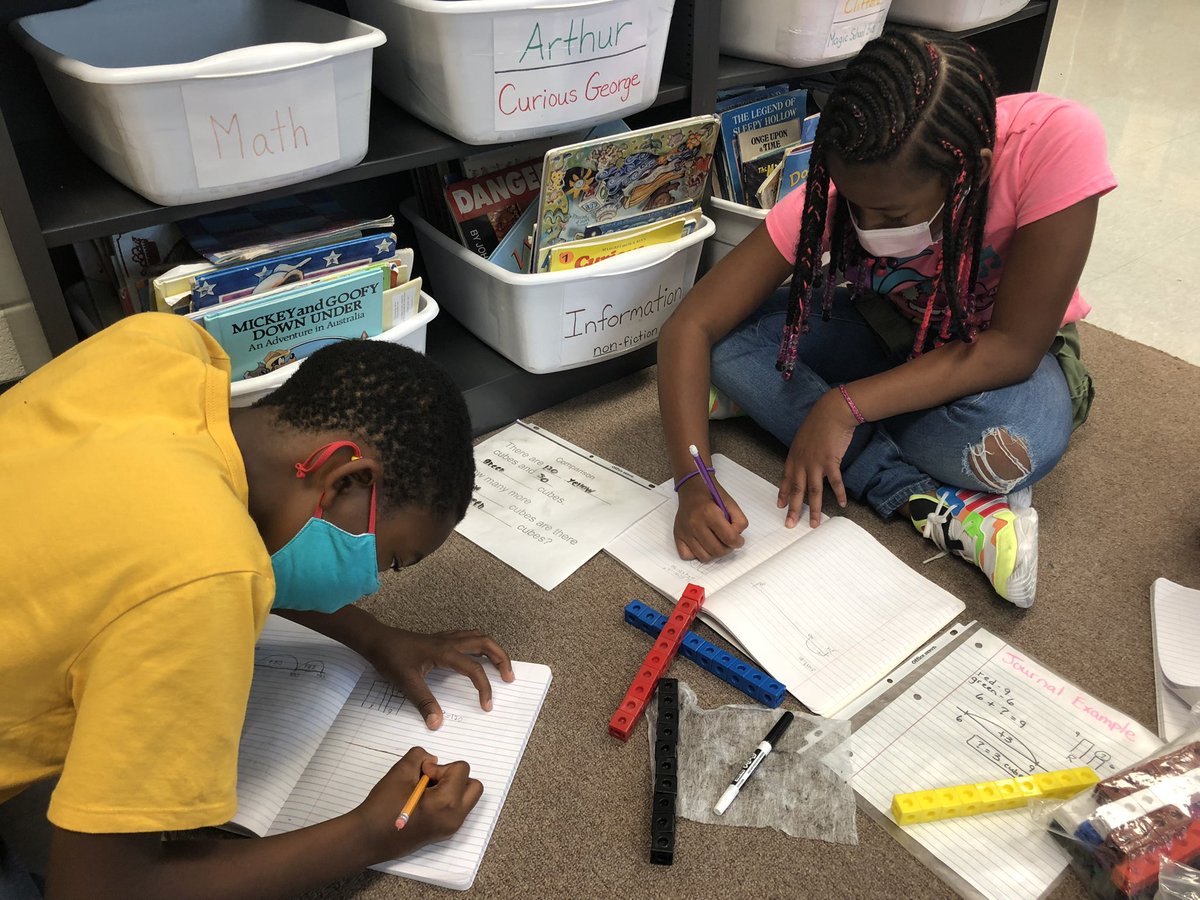ShakerIRT's tweet photo. These Ss used their math tools, a number line, and each other to persevere through compare problems today. @NealBlueCrabs https://t.co/XxBAybVqCs