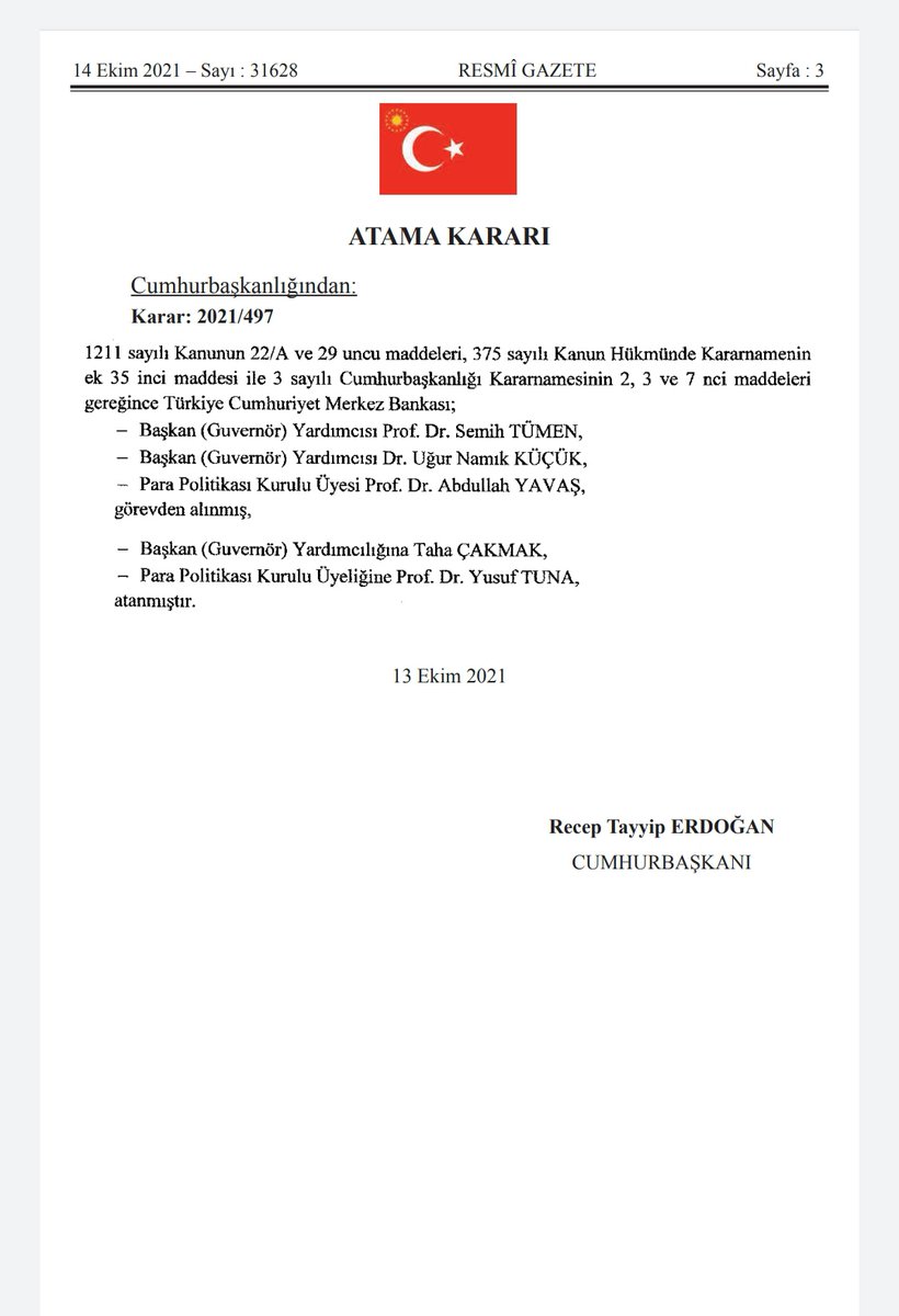 TCMB'de yeni görev değişliklikleri
Resmi Gazete'de yayımlandı.