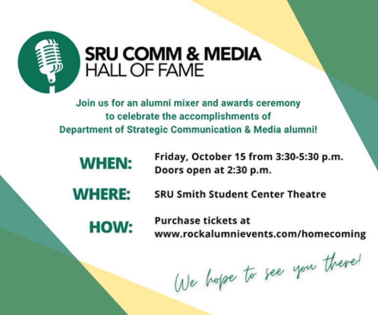 wsrufm's tweet photo. Happy Homecoming week! If anyone is in town on Friday the 15th @srucomm will be hosting Alumni for the Comm &amp; Media Hall of Fame. WSRU-FM will have DJ's there also. You can purchase tickets here: https://t.co/XKGTNY1N0u if you're interested in attending. https://t.co/1LBOlGXiRV